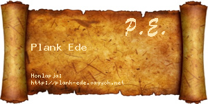 Plank Ede névjegykártya